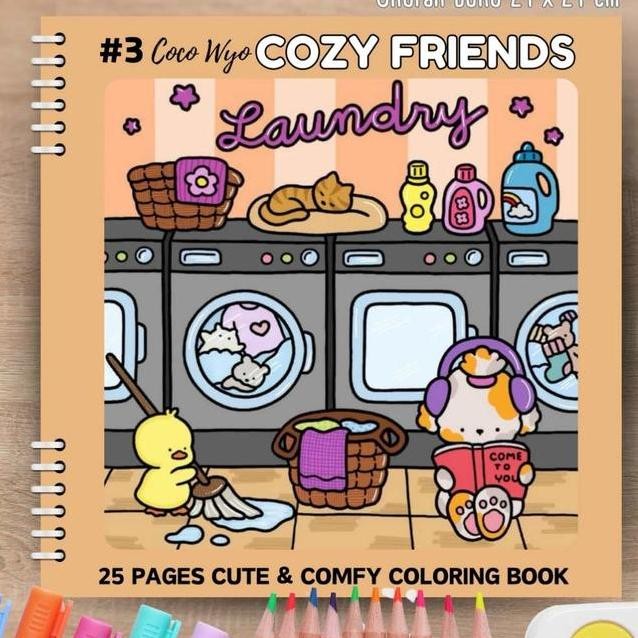 

Coco Wyo Cozy Friends 3 Cute Comfy Colng Book For S And Kids Buku Mewarnai Anak Remaja Dewasa Tebal Ukuran 210X210 25 Halaman