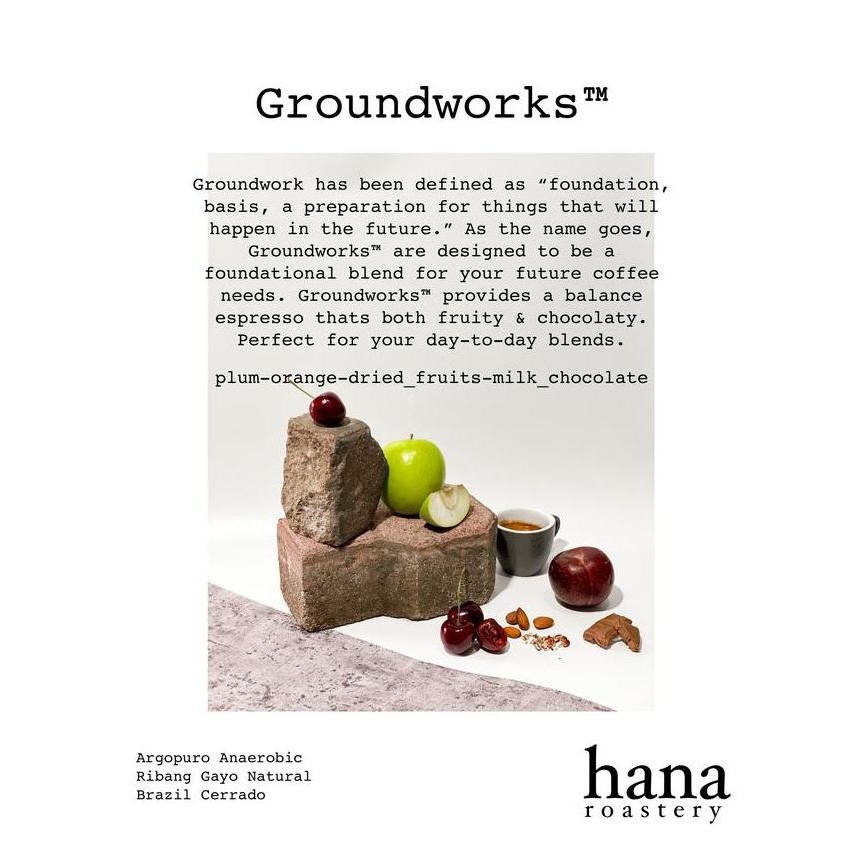 

Groundworks - 1kg - Specialty Espresso Blend - Hana Roastery