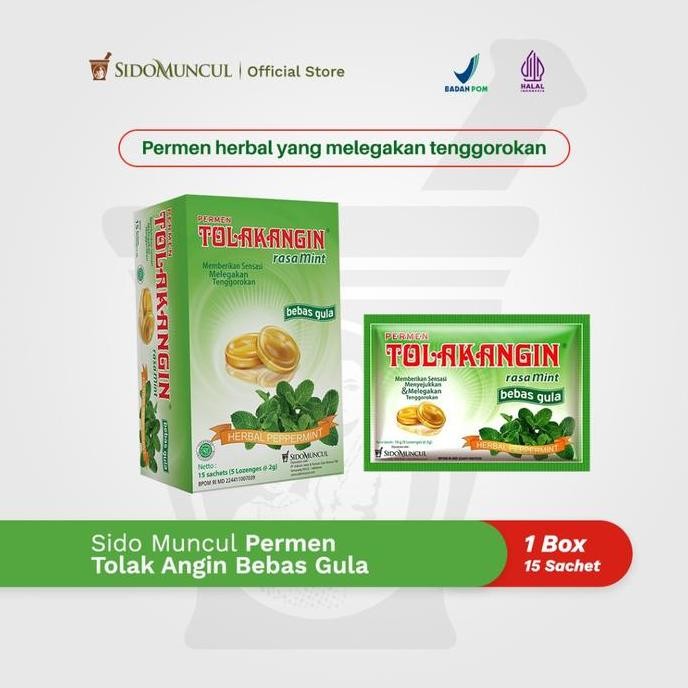 

Sido Muncul Permen Tolak Angin Bebas Gula 15's - Tenggorokan Gatal