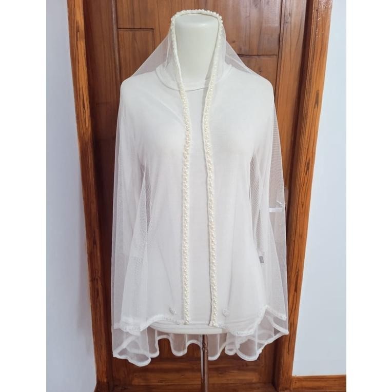 Slayer veil pengantin besan putih tulang /kerudung pengantin/hijab pengantin elegan/Veil pengantin/j