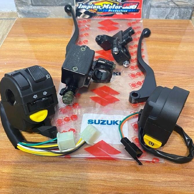 PAKET MASTER REM DEPAN ASSY + SAKLAR SATU SET + DUDUKAN SPION HANDLE KOPLING DRAT 12 MOTOR SATRIA FU