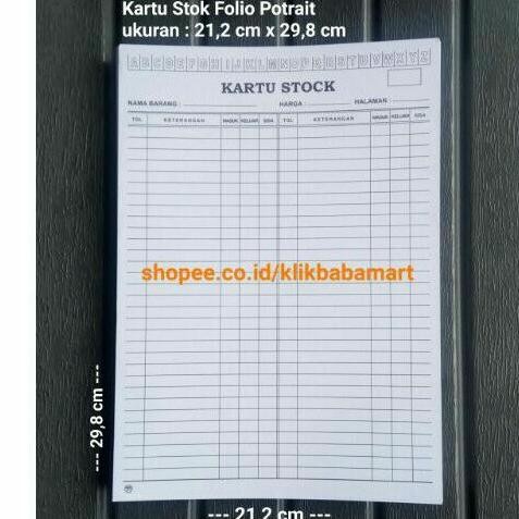 

KARTU STOK FOLIO PORTRAIT KARTU PERSEDIAAN BARANG INVENTORY GUDANG ISI 100 LEMBAR DiM