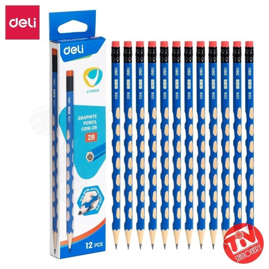 

Pensil Kayu Deli U-Touch Natural Grip 2B +Eraser (1 pack = 12 pcs) DiM
