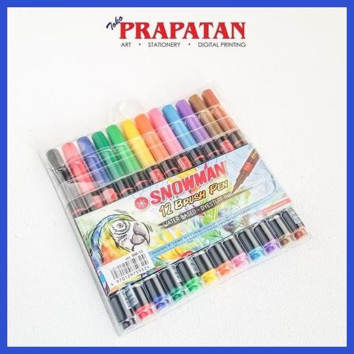 

( SEKOLAH / LUKIS ) COD SNOWMAN BRUSH PEN 12 WARNA / PENA KUAS (SENI / MENGGAMBAR / ART / KERAJINAN ) SIAP KIRIM