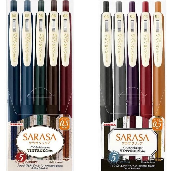 

Zebra Sarasa Clip 0.5 mm Gel Pen Bolpen Gel Vintage 5 Color Set DiM