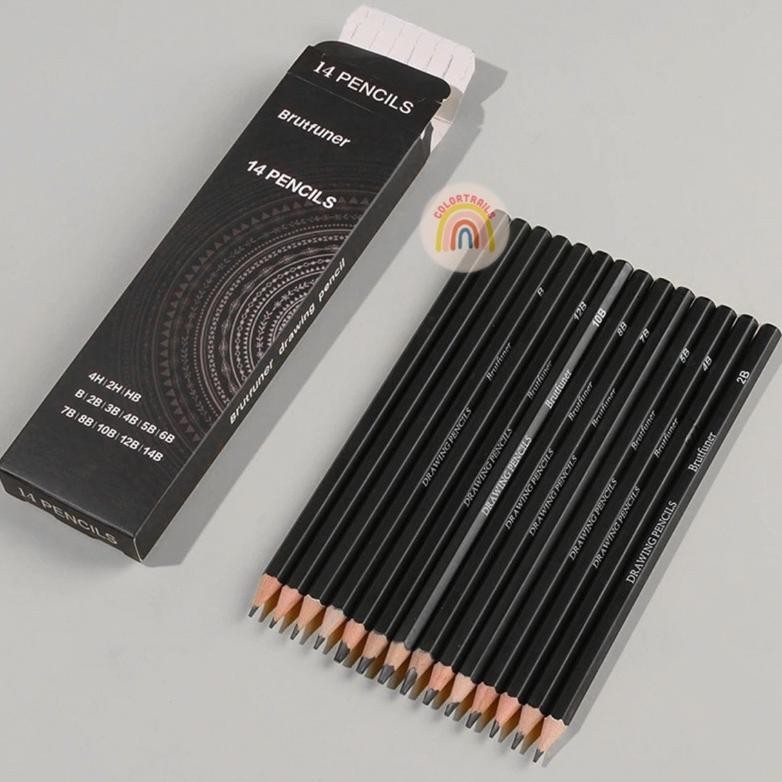 

Brutfuner Sketching Pencil Set 14pcs Drawing Graphite Pensil Gambar Sketsa DiM