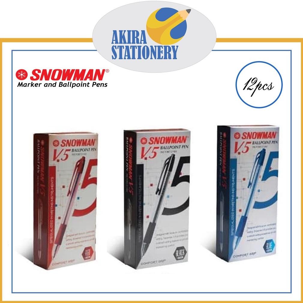 

Pulpen SNOWMAN V5 Warna Hitam - Biru - Merah 0.7 mm / Retractable Pen V-5 Black - Blue - Red 07mm / BallPoint / Ballpen Cetek PAK ( 12 PCS ) DiM