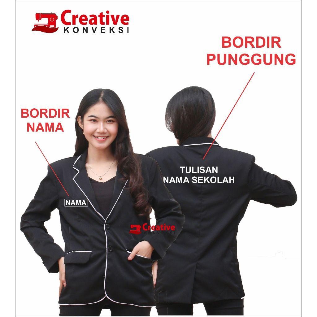 Jas Hitam Kombinasi Putih, Jas Formal, Jas Kampus, Osis, Jas Pesantren/ Blazer/ Almamater Sekolah Te