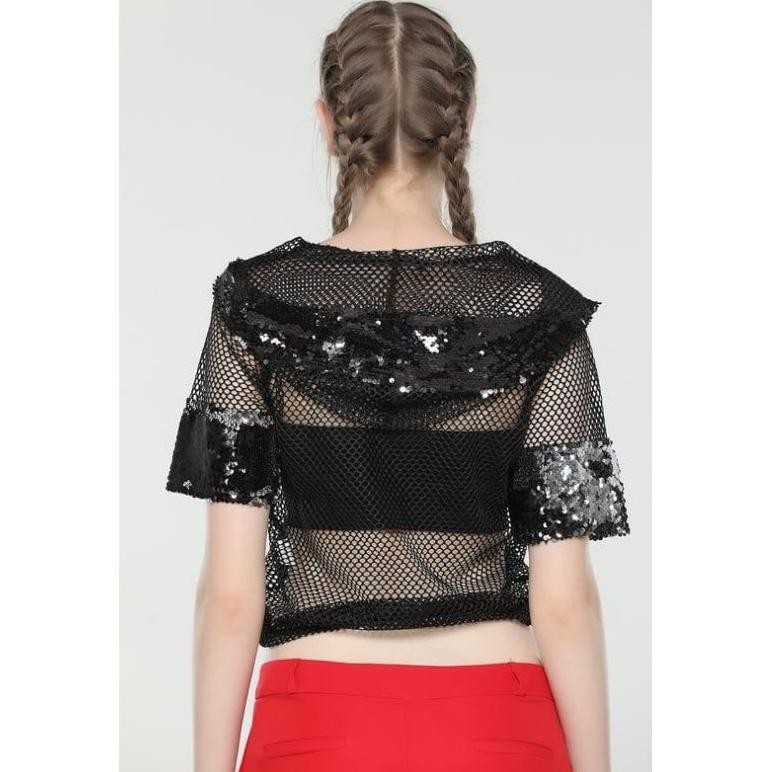 Glamy Glitter Top / Hoodie Glitter Manik / Baju Jaring / Hoodie Jaring