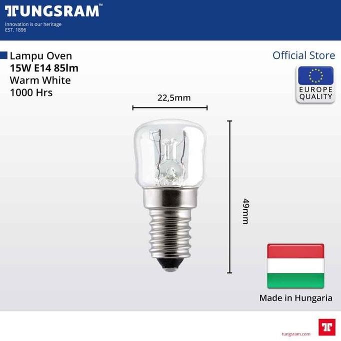 Lampu Oven Tungsram 15W / 25W E14 Tahan Panas 300 Derajat Celcius