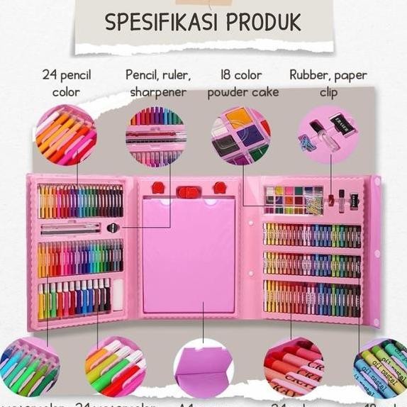 

Pensil Warna Crayon Set Anak 2Pcs Dan Alat Art Set Isi 150 Pcs