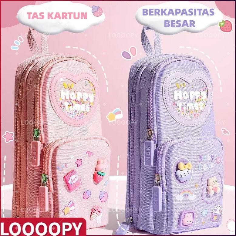 

LOOOOPY 3D Anak Tempat Pensil Kotak Pensil Anak Sekolah Pencil Case Hiasan Glitter Karakter Tas Lucu Perempuan