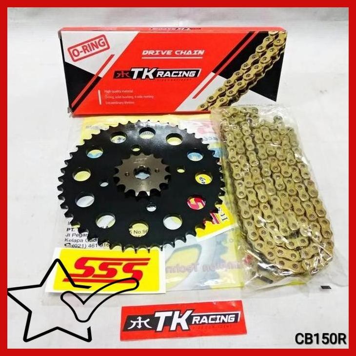 [WMK] GEAR SET SSS HITAM CB150R LED - CBR150 + RANTAI O-RING TK RACING