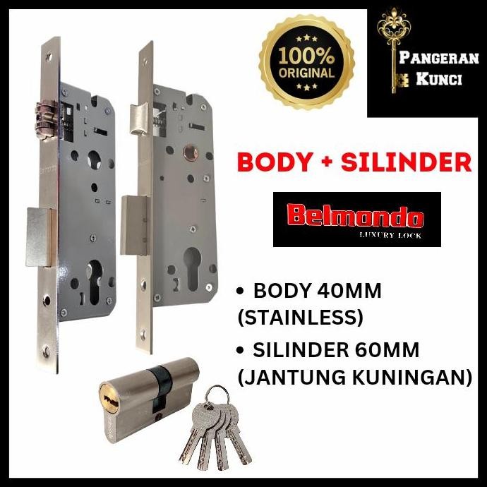 Mortise Lock Body Kunci Pintu Rumah Set Pelor Lidah Dekson Solid 40Mm