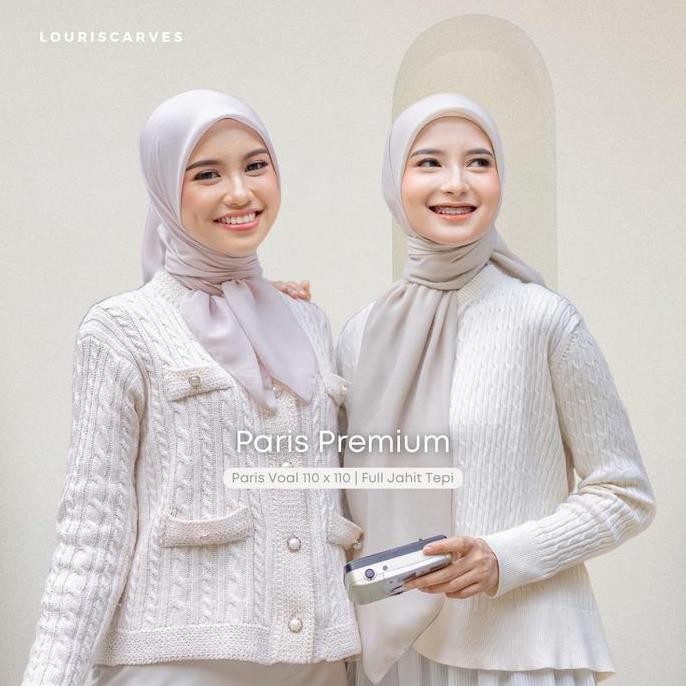 PARIS PREMIUM (PARIS VOAL) JAHIT TEPI 110X110 | BY LOURISCARVES HIJAB SEGI EMPAT TERBARU ASLI 100% O