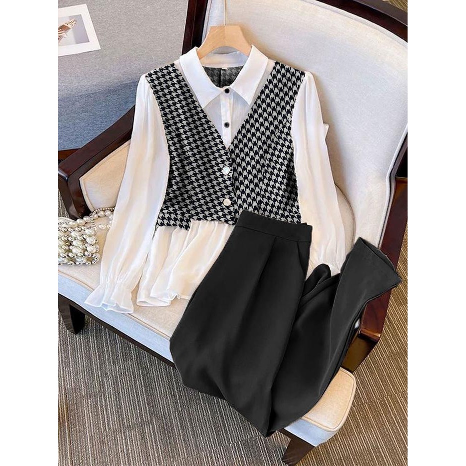 Set Baju Korean Style Setelan Wanita Korea Pakaian Baju Kantor Wanita Celana panjang terbaru Wanita