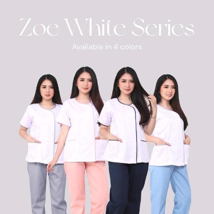 [RENNE] BAJU SERAGAM SUSTER ZOE WHITE SHORT SLEEVE / SERAGAM BABY SITTER / BAJU SUSTER / BAJU JAGA /