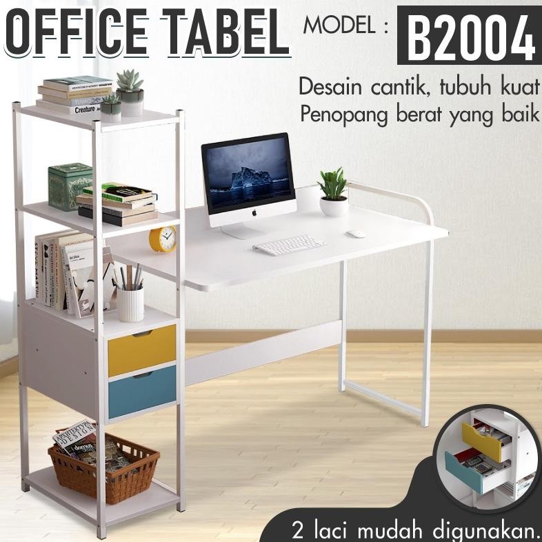 Meja Belajar Meja Kerja Kantor Komputer Laptop Office Table Minimalis WHITE B2004S