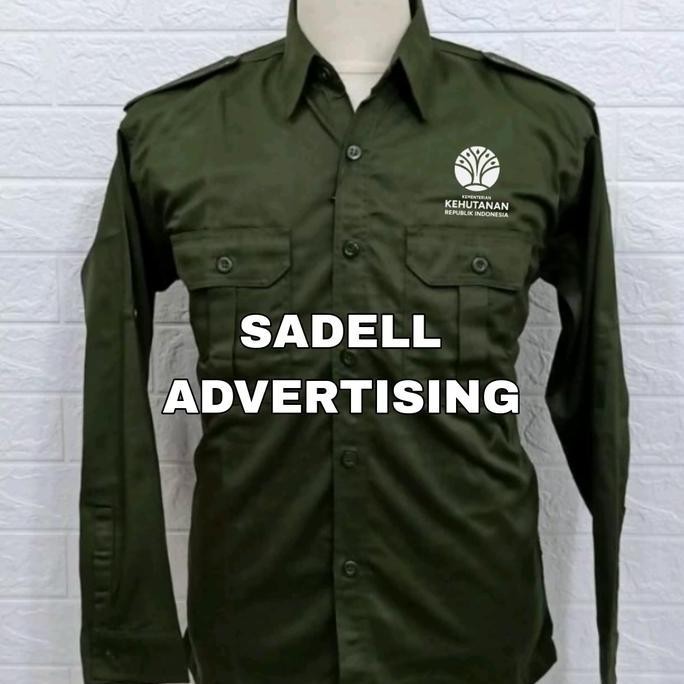 BARU Kemeja Kehutanan RI Hijau Army PDH Lengan Panjang Pria Bordir