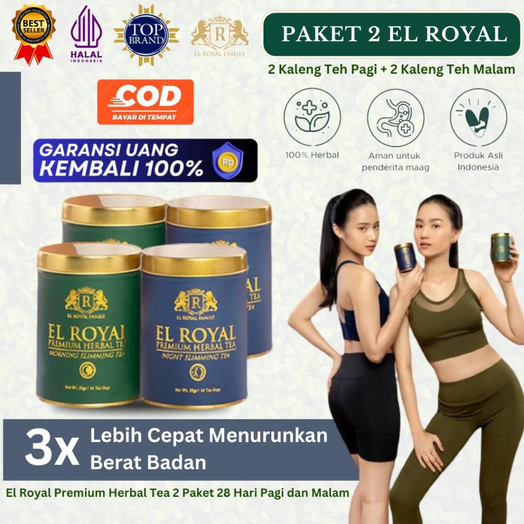 

El Royal Premium Tea / Teh Pelangsing (2 Paket) - 2 Morning Slimming Tea & 2 Night Slimming Tea 100% Original Terlaris Best Quality 100% Original