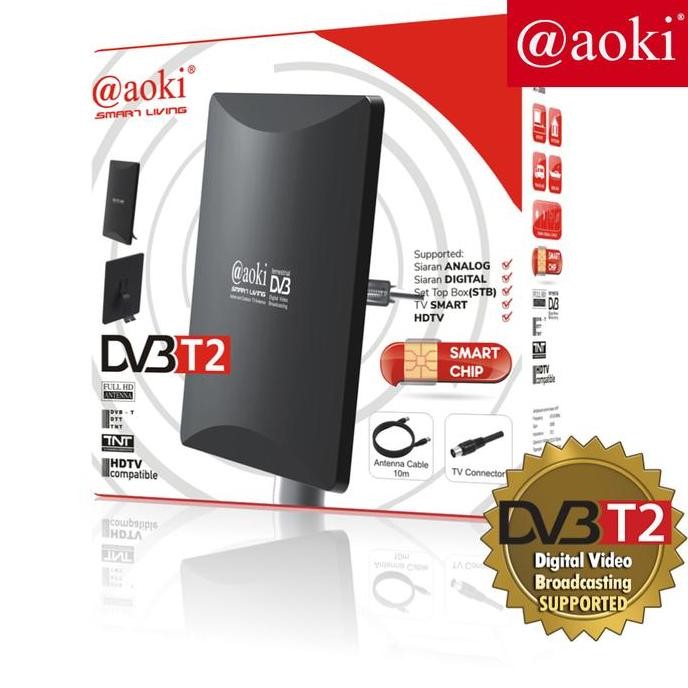 Aoki Antena 2 Tv Digital Luar Dalam Indoor Outdoor At3000 Kabel