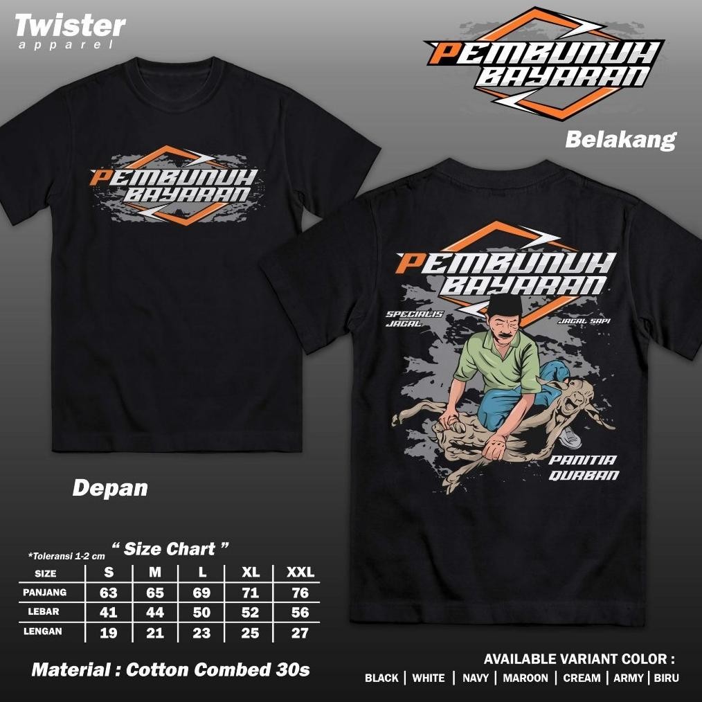 Promo Kaos Panitia Qurban Pembunuh Bayaran Spesialis Jagal Sapi Kambing Baju Kurban Idul Adha Cotton