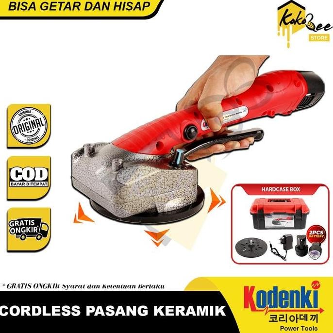 TERBARU KODENKI Mesin Getar Perata Angkat Pasang Keramik Marmer Kop Lantai Kaca 2 Batre 12V - Alat P