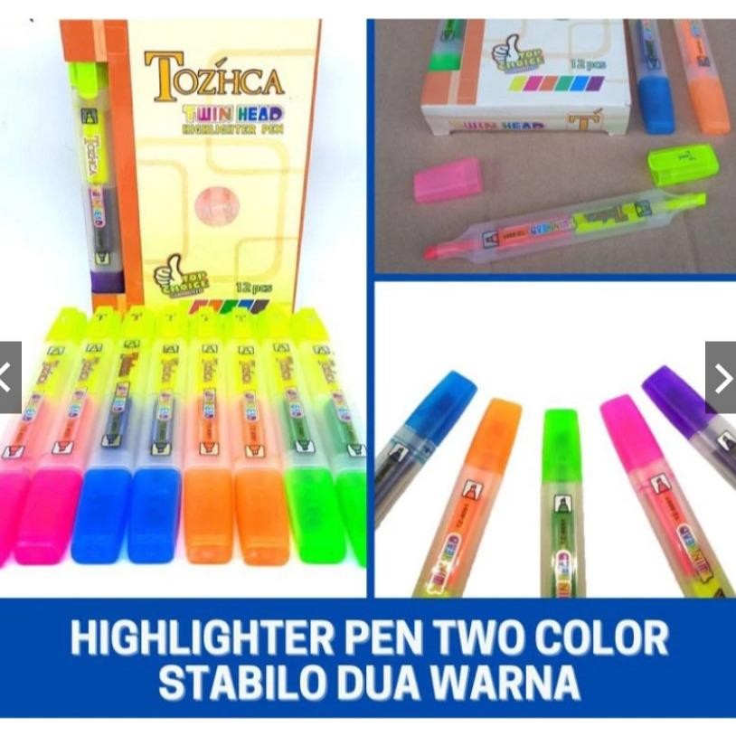 

Premium 12 Set Stabilo 2 Sisi Tozcha Tz-8001 / Highlighter 2 Mata Pewarna 2 Mata Diskon