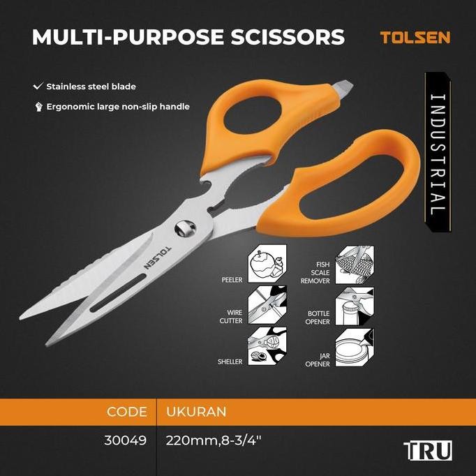 

Terlaris Gunting Dapur Stainless Serba Guna / Multi-Purpose Scissors (Industrial) Tolsen
