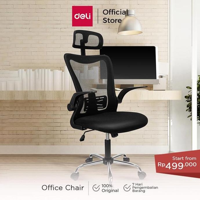 [LAOUT] DELI KURSI KANTOR / KURSI KERJA JARING DENGAN SENDERAN KEPALA E492X