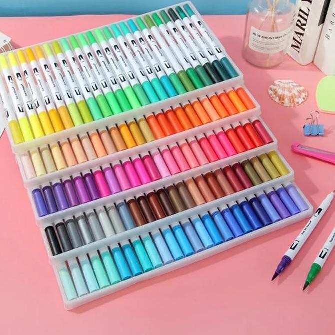 

New Product - 100 Colors Dual Tip Brush Marker Pen Magicfly Watercolour Lukis Sketsa Kiarastoreku