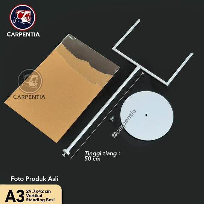 

New Product - Display Standing Pop Besi Akrilik - Acrylic Metal Promotion Frame Harga Wagon - A3 Vertikal - Putih Kiarastoreku