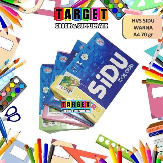 

KERTAS HVS WARNA A4 SIDU COLOR ( BIRU MERAH PINK KUNING HIJAU )