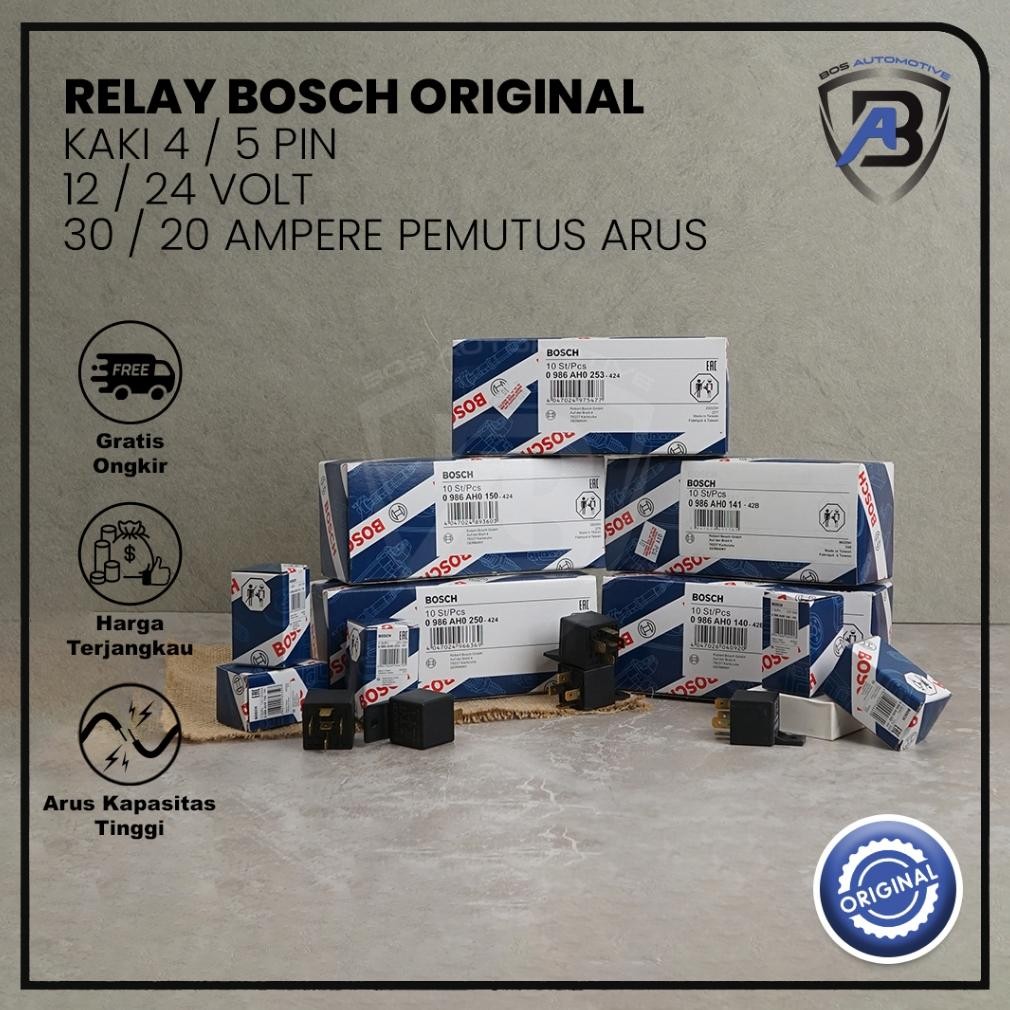 Promo fth- Relay BOSCH Kaki 4 12 volt / 24 Volt 30 Ampere / 20 Ampere Relay BOSCH Kaki 5 12 Volt /24