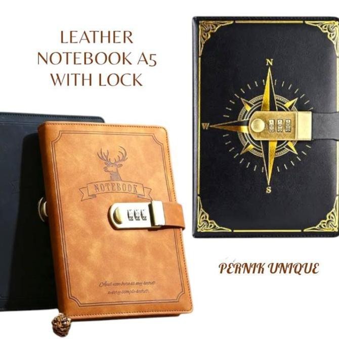 

Buku Jurnal Leather Notebook Diary A5 300 Halaman With Lock - Kertas Dan Kulit Pu - Stationery Paper Co
