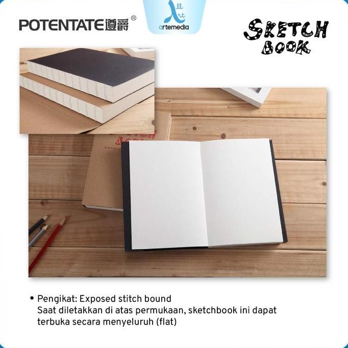 

New Product - Potentate Drawing Book A5 Exposed Stitch Bound Sketchbook Black Buku Black Buku Kiarastoreku