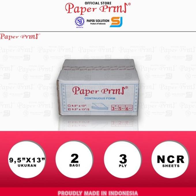 

Paperpryns Kertas Continuous Form 3Ply Ncr Folio 9,5" X 13"/2 (Bagi 2) Co