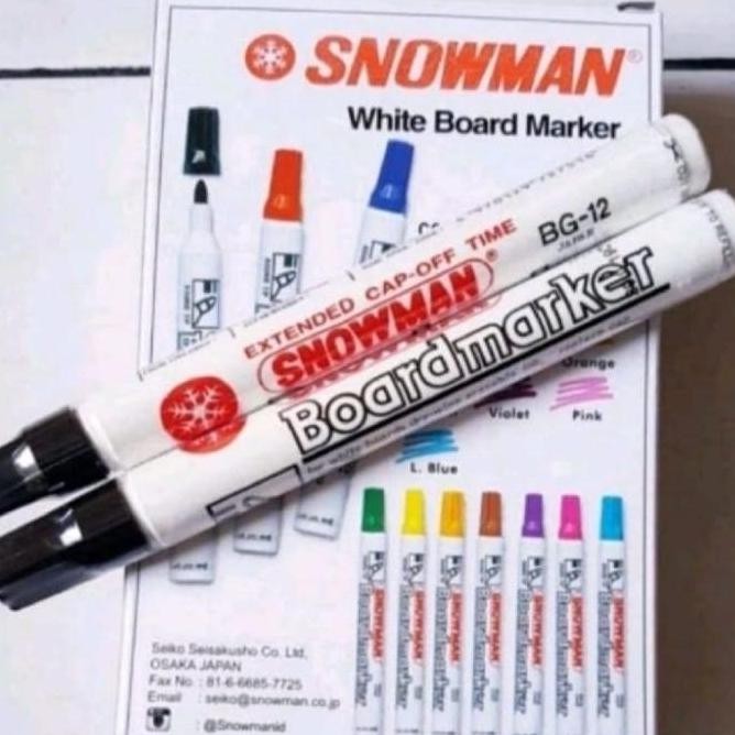 

Spidol Snowman Boardmarker Hitam Warna Hitam Isi 12Pcs/Box Bg-12 Bg-12 Co