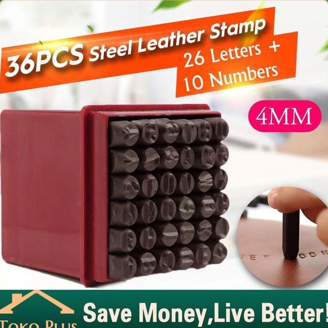 

36Pcs Nomor 0-9 Letter A-Z Paket Set Lengkap Alat Ketok Angka Dan Ketok Huruf Ukuran 4Mm Steel Stamp Co