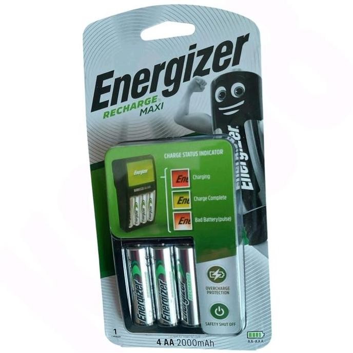 Charger Energizer + 4 Pcs Baterai Cas Aa Energizer 2000Mah Original Co