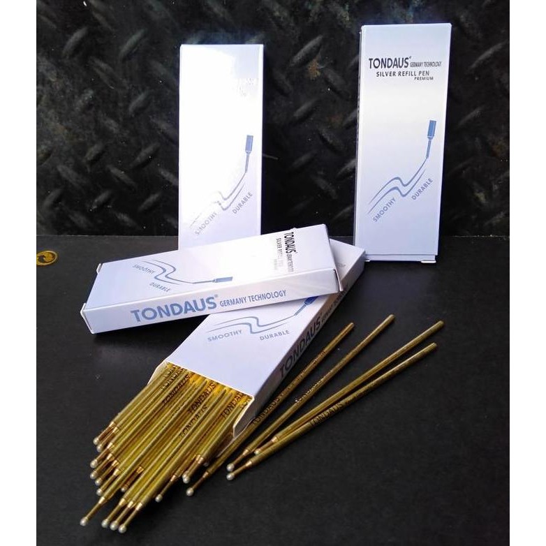 

HOT SALE! Silver Pen Tondaus Pen Pola Bahan Kulit Oscar Spon Kain Isi 50