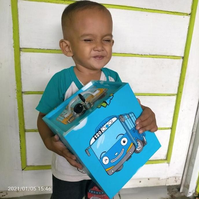 Celengan Karakter Tayo Besar (Pakai Kunci) - Kado Ultah Anak GM