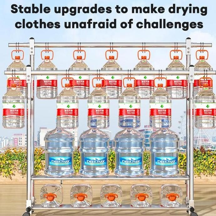 240Cm Jemuran Baju Single Pool Stainless Steel/Jemuran Hanger /Stand Hanger Besi Stainlees