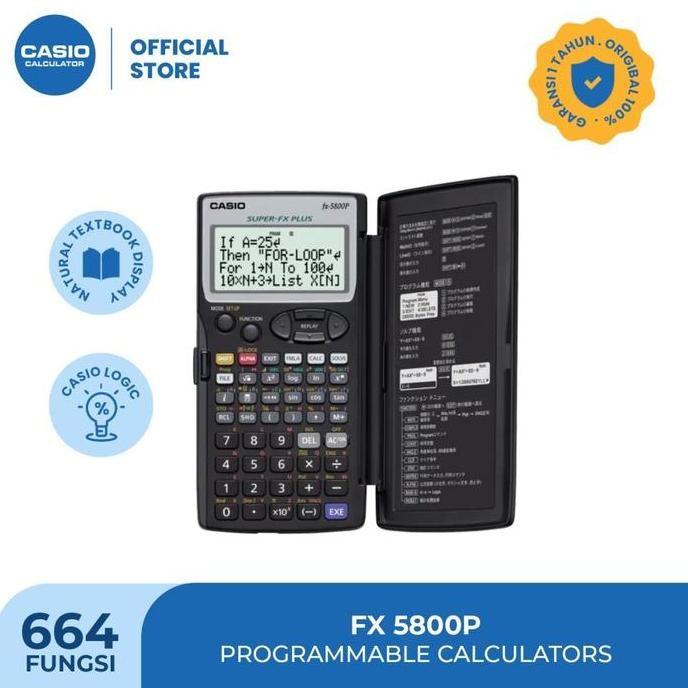 

Casio Kalkulator Fx-5800P - Kalkulator Sekolah/Kuliah - Programming - 664 Fungsi Co