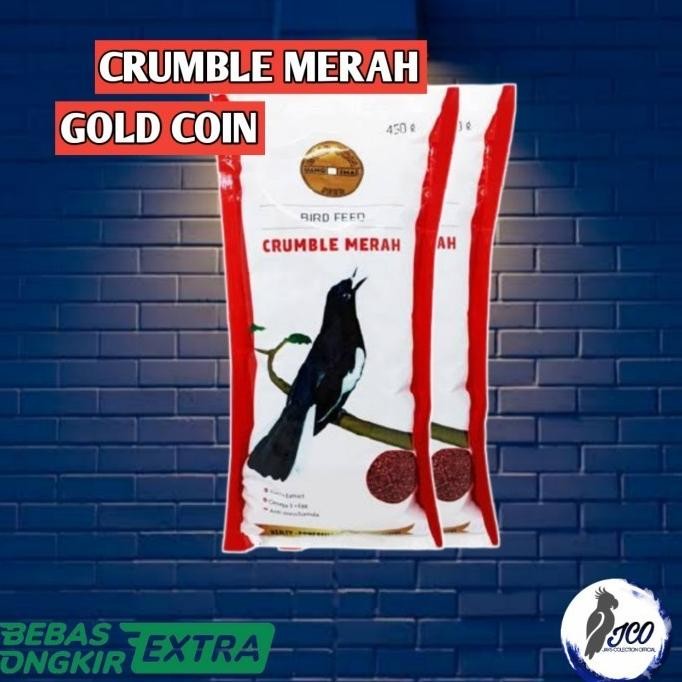 GOLD COIN CRUMBLE MERAH PAKAN BURUNG KACER MURAI VOER PUR PAKAN BURUNG