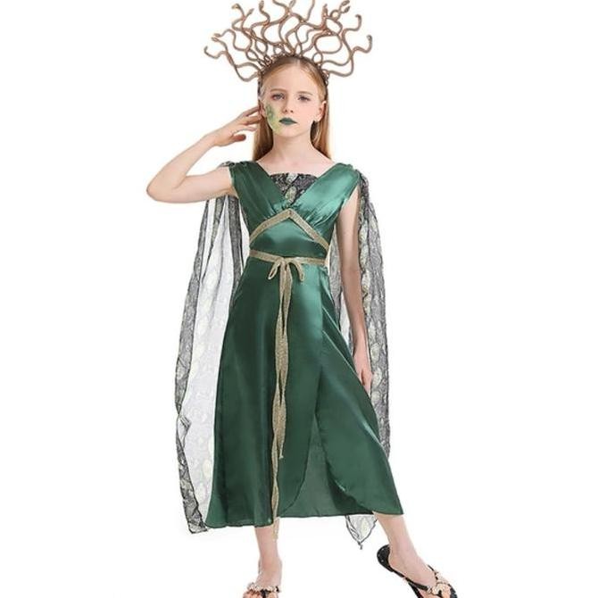 ''Terlaris" Medusa Greek Goddess Costume Halloween Costume Kostum Anak Dewi Yunani Murah
