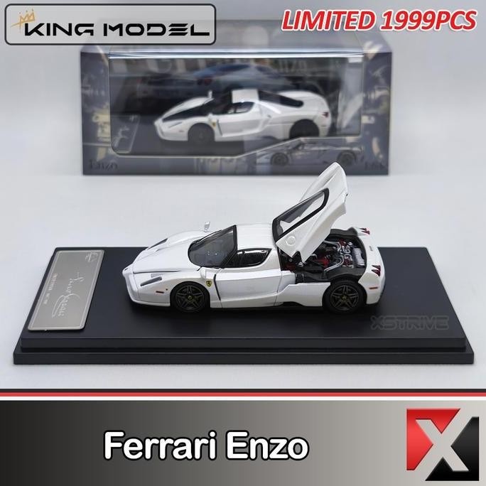 PROMO King Model 1:64 Ferrari Enzo White Regular Edition Openable Engine Hood