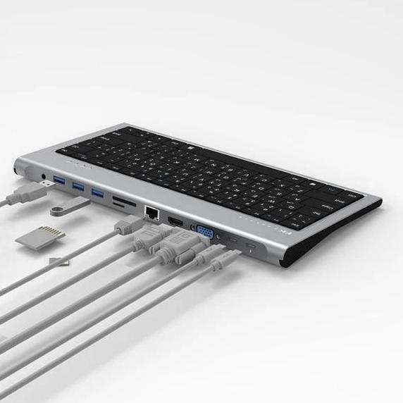 BEBAS ONGKIR - FEELTEK Usb C OTG Hub Keyboard 11 in 1 Hub HDMI 4K VGA RJ45 100W PD