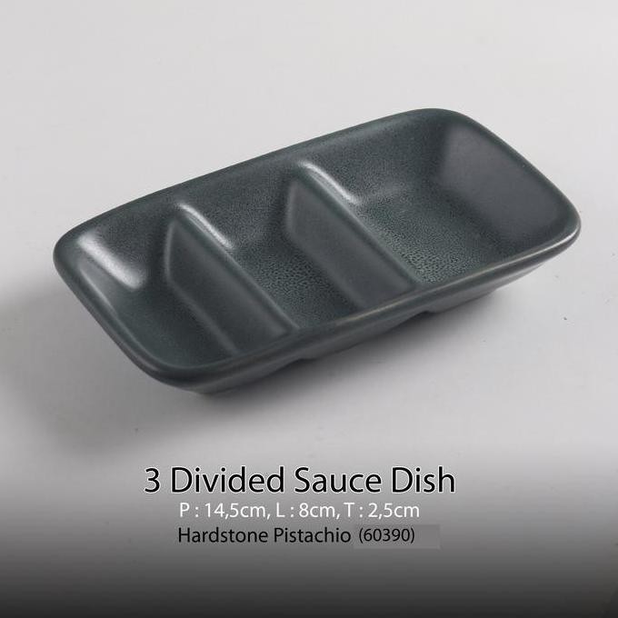 Berkualitas  Nate Wadah Sambal Sekat 3/Sauce Dish Trigrid/3 Divided Sauce Dish Keramik