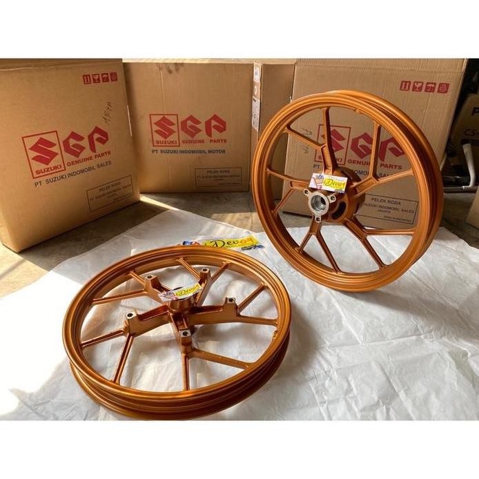 Velg Roda Depan Belakang Satria Fu Fi Injeksi Warna Gold Original SGP